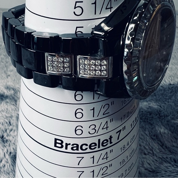 Oniss Paris Black Ceramic Watch with Black Mother-of-Pearl Dial Diamond Accents main image 9